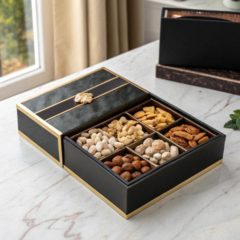 Gourmet  Treats - Mixed Nuts Gift Basket in Black Gold Box (4 Assortments)