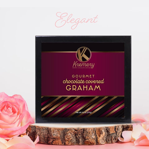 Creamy Chocolate Cravings -  Chocolate Covered Graham Crackers Cookies Gift Basket, in Sectional Gift Box (9 Grahams, Assorted Sweet Toppings)