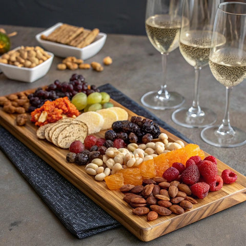 Gourmet  Treats - Dried Fruit & Mixed Nuts Gift Basket in White Gold Box (12 Assortments)