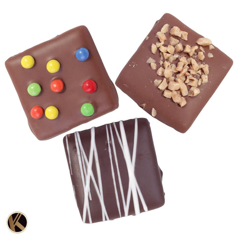 Creamy Chocolate Cravings -  Chocolate Covered Graham Crackers Cookies Gift Basket, in Sectional Gift Box (9 Grahams, Assorted Sweet Toppings)