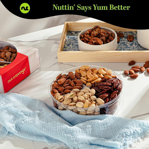 Gourmet  Treats - Mixed Nuts Gift Basket in Red Gold Box (4 Assortments)