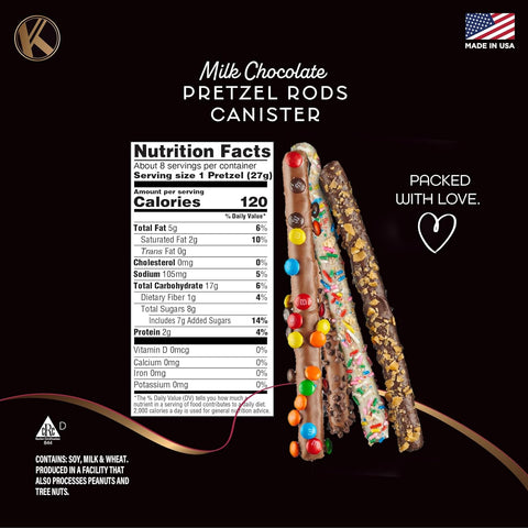 Creamy Chocolate Cravings -  Chocolate Covered Pretzel Rods Gift Basket, in Clear Tube (8 Pretzels, Assorted Sweet Toppings)