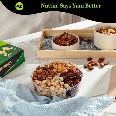 Gourmet  Treats - Mixed Nuts Gift Basket in Green Gold Box (4 Assortments)