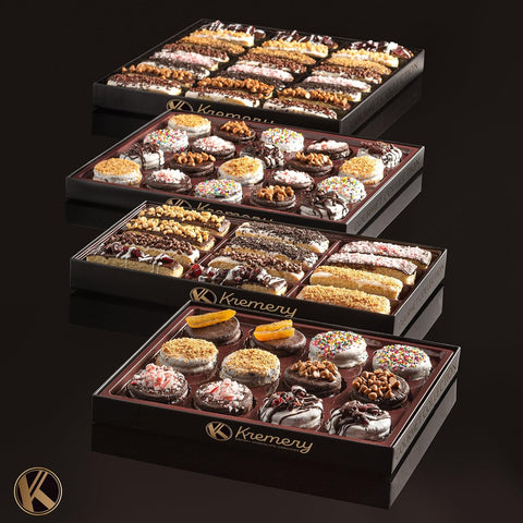 Creamy Chocolate Cravings -  Chocolate Covered Biscotti Cookies Gift Basket, in Elegant Gift Box (24 Biscotties, Assorted Sweet Toppings)