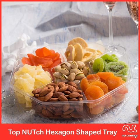 Gourmet  Treats - Dried Fruit & Mixed Nuts Gift Basket in Red Box (7 Assortments, 2 LB) Food Arrangement, Healthy Snack Care Package, Kosher
