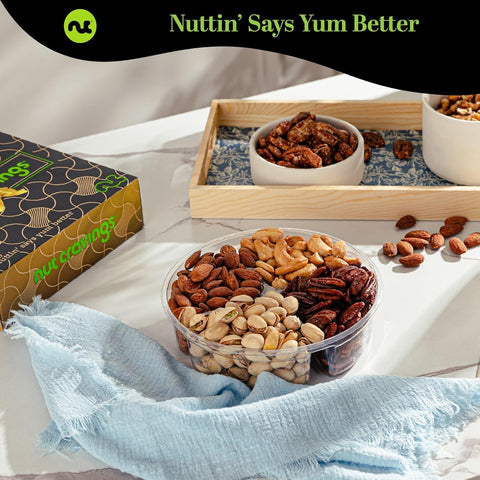 Gourmet  Treats - Mixed Nuts Gift Basket in Black Gold Box (4 Assortments)