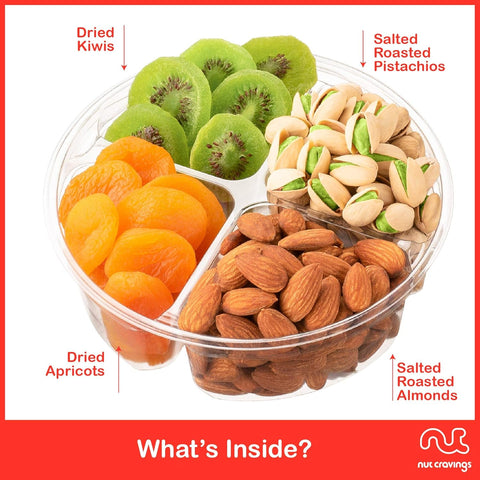 Gourmet  Treats - Dried Fruit & Mixed Nuts Gift Basket in Red Box (4 Assortments)