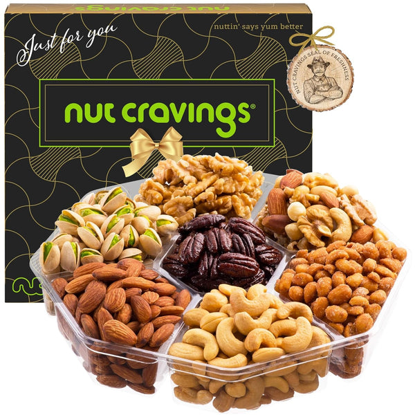 Gourmet  Treats - Mixed Nuts Gift Basket in Black Gold Box (7 Assortments, 2 LB)