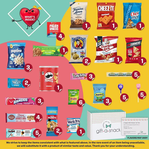 Snack Box Variety Pack Care Package + Greeting Card (60 Count)