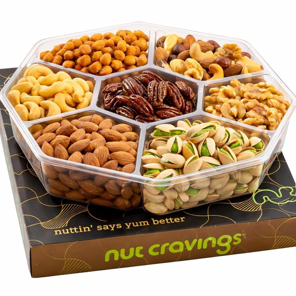 Gourmet  Treats - Mixed Nuts Gift Basket in Black Gold Box (7 Assortments, 1 LB)