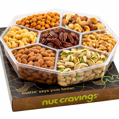 Gourmet  Treats - Mixed Nuts Gift Basket in Black Gold Box (7 Assortments, 1 LB)