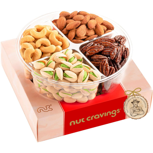 Gourmet  Treats - Mixed Nuts Gift Basket in Red Gold Box (4 Assortments)