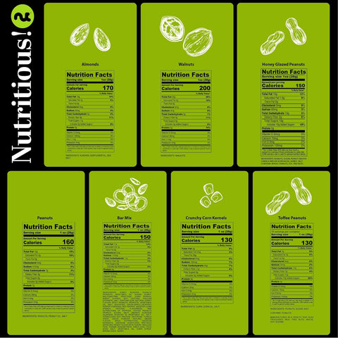 Gourmet  Treats - Mixed Nuts Gift Basket + Green Ribbon Classic (7 Assortments, 1 LB)