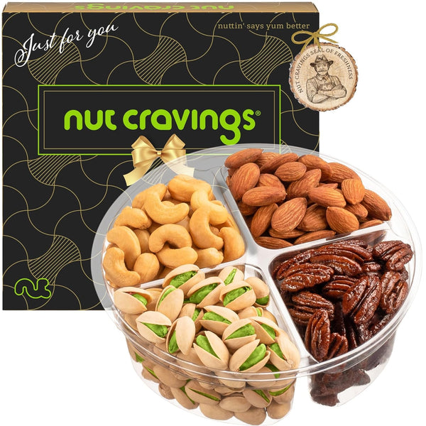 Gourmet  Treats - Mixed Nuts Gift Basket in Black Gold Box (4 Assortments)