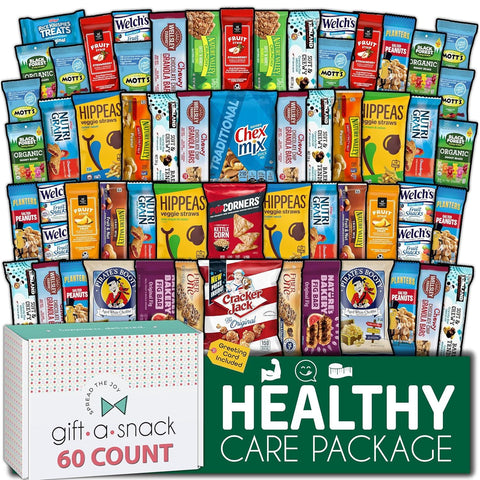 Healthy Snack Box Care Package + Greeting Card (60 Count)