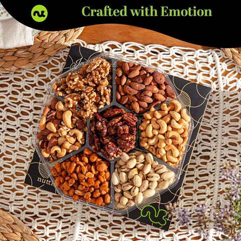 Gourmet  Treats - Mixed Nuts Gift Basket in Black Gold Box (7 Assortments, 2 LB)