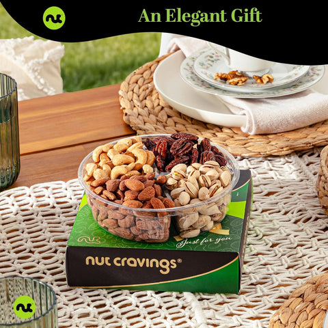 Gourmet  Treats - Mixed Nuts Gift Basket in Green Gold Box (4 Assortments)