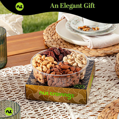Gourmet  Treats - Mixed Nuts Gift Basket in Black Gold Box (4 Assortments)