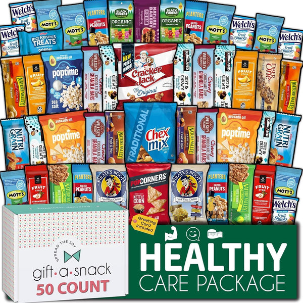 Healthy Snack Box Care Package + Greeting Card (50 Count)