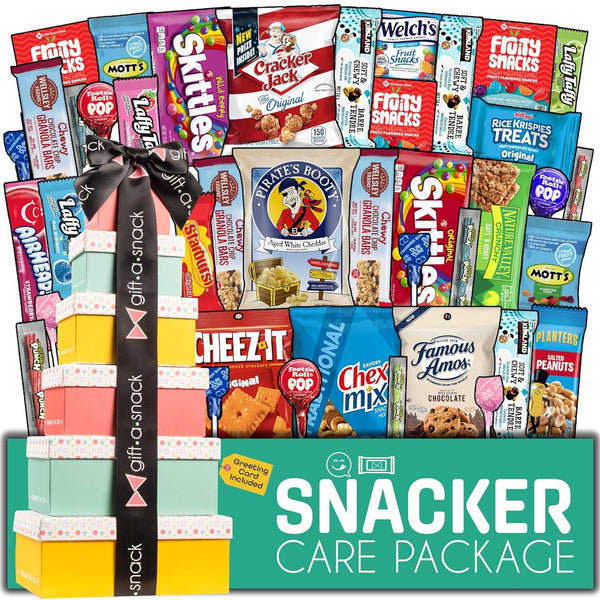Tower Snack Box Variety Pack Care Package + Greeting Card (40 Count) 