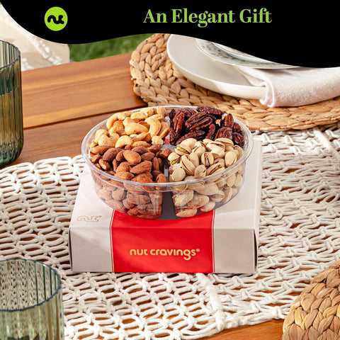 Gourmet  Treats - Mixed Nuts Gift Basket in Red Gold Box (4 Assortments)