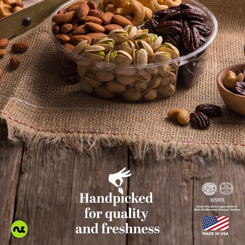 Gourmet  Treats - Mixed Nuts Gift Basket in Green Gold Box (4 Assortments)