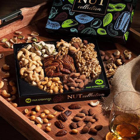 Gourmet  Treats - Nut Collection Gift Basket in Elegant Box (7 Assortments)
