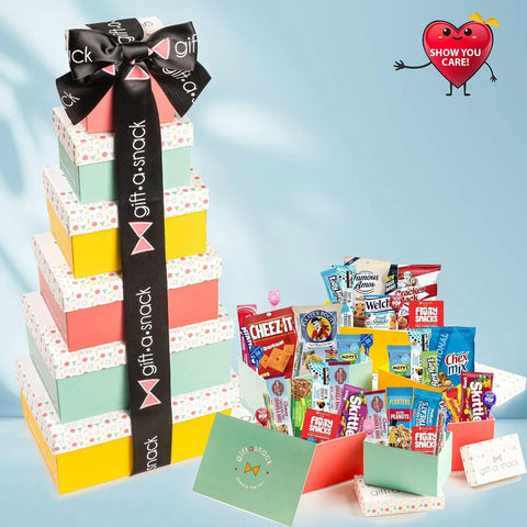 Tower Snack Box Variety Pack Care Package + Greeting Card (40 Count) 