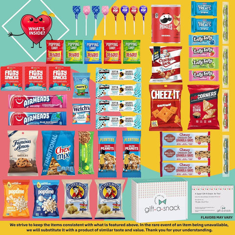 Snack Box Variety Pack Care Package + Greeting Card (50 Count)