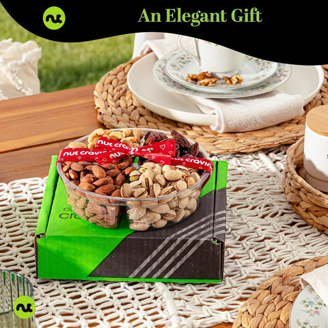 Gourmet  Treats - Mixed Nuts Gift Basket + Heart Ribbon (4 Assortments)