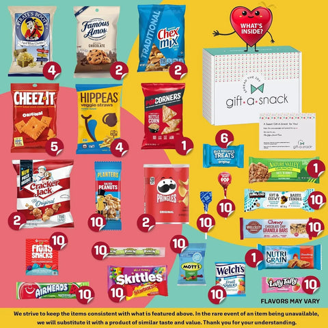 Snack Box Care Package Variety Pack + Greeting Card (150 Count)
