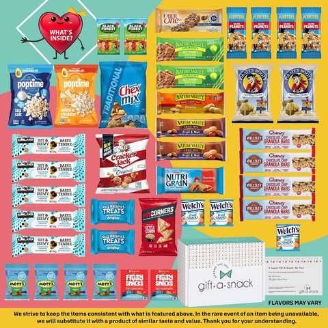 Healthy Snack Box Care Package + Greeting Card (40 Count) 