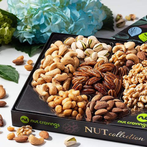 Gourmet  Treats - Nut Collection Gift Basket in Elegant Box (7 Assortments)