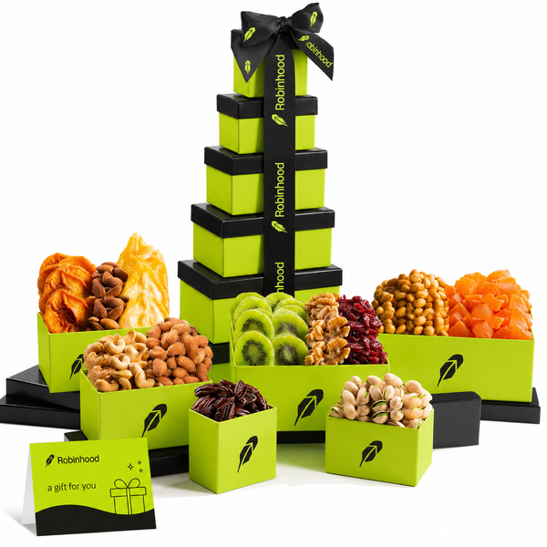 Elegant Git Tower Containing 12 Assortments of Dried Fruit & Mixed Nuts